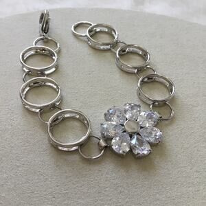 Silver Sunflower Crystal Bracelet